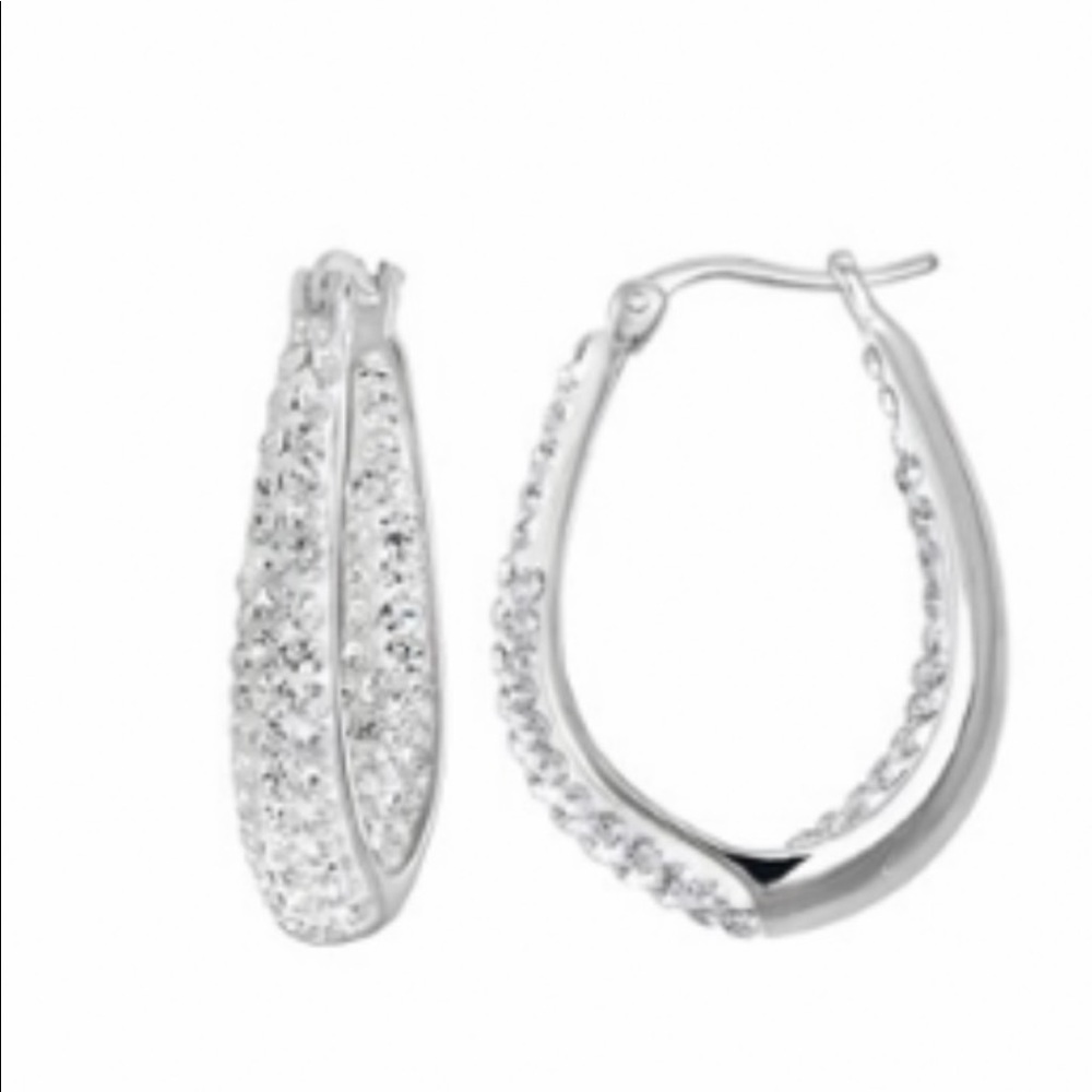 Crystal silver plated earrings NWOT